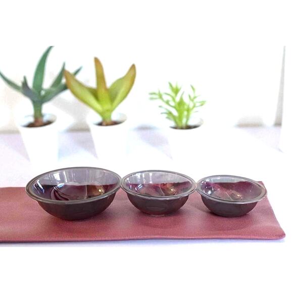 Vintage Set Three (3) Pyrex Corning Visions Amethyst Glass Nesting Mixing Bowls - Picture 1 of 10